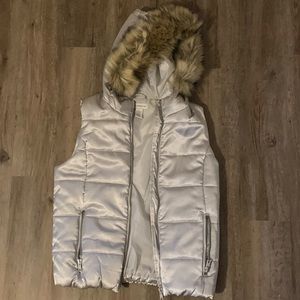 Puffer Vest with faux fur lined hood